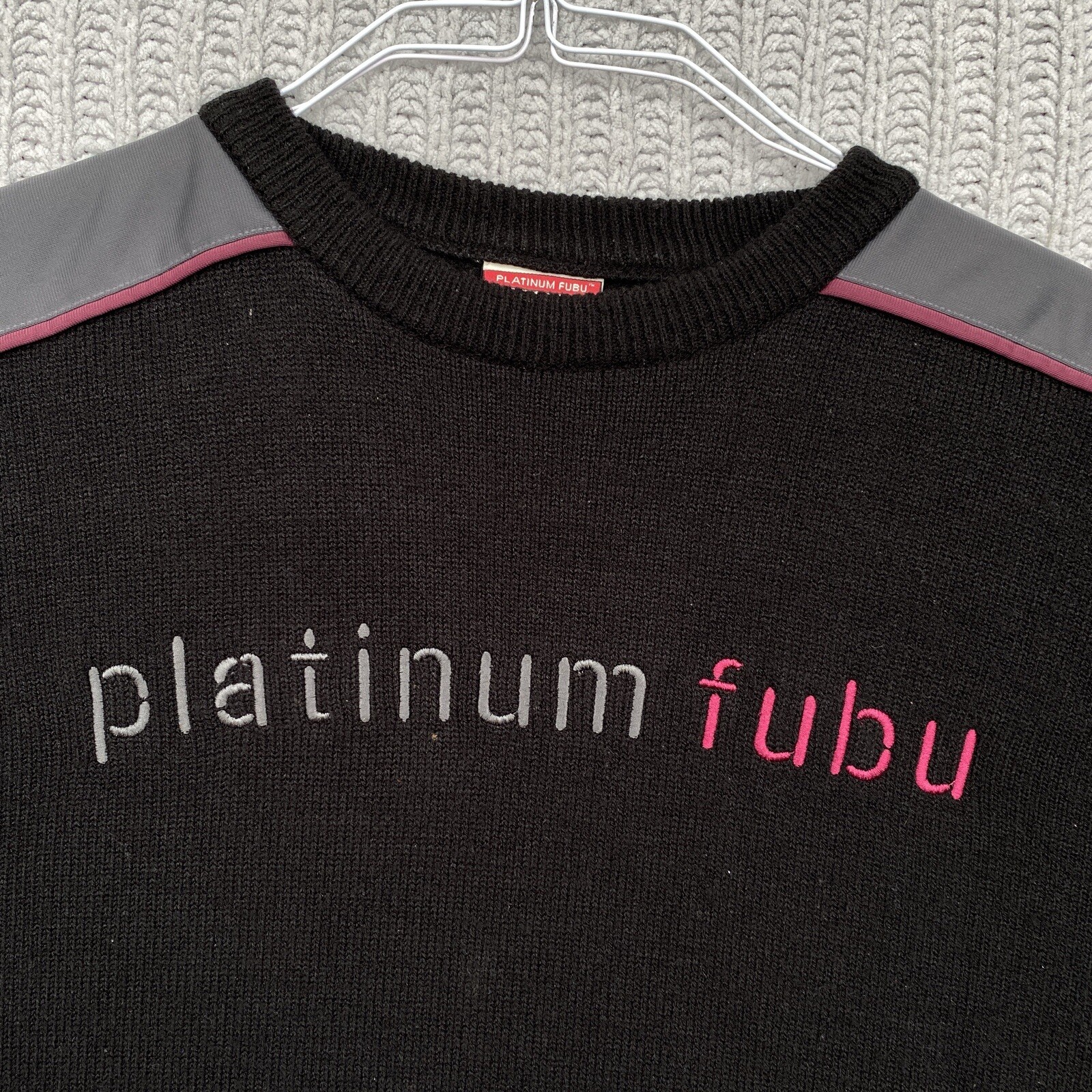 VINTAGE Platinum Fubu Sweater Mens 2XL Black Hip … - image 2