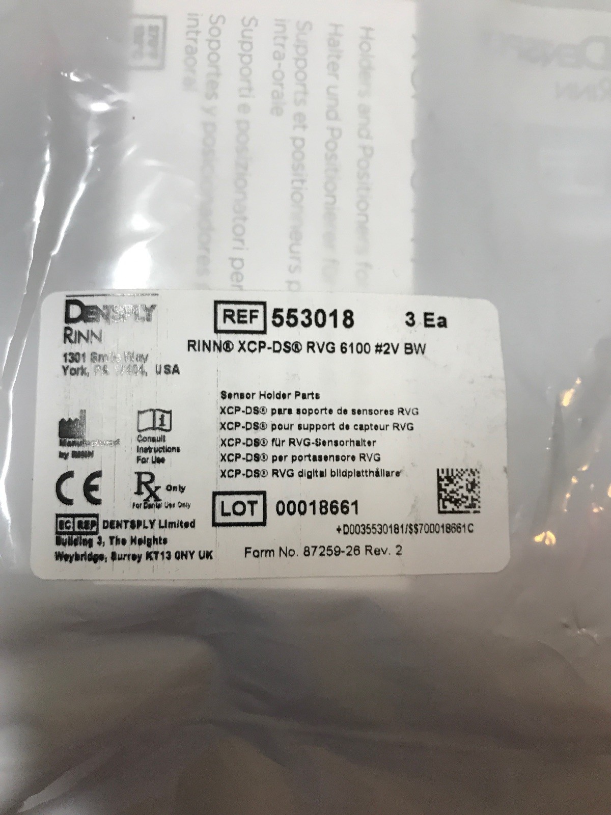 Dentsply Rinn Xcp-ds RVG #2V BW SENSOR HOLDER | eBay