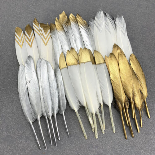 18 Estilos Varios Bañados en Oro 13-18CM Plumas de Ganso para Decoración Artesanía - Imagen 2 de 24