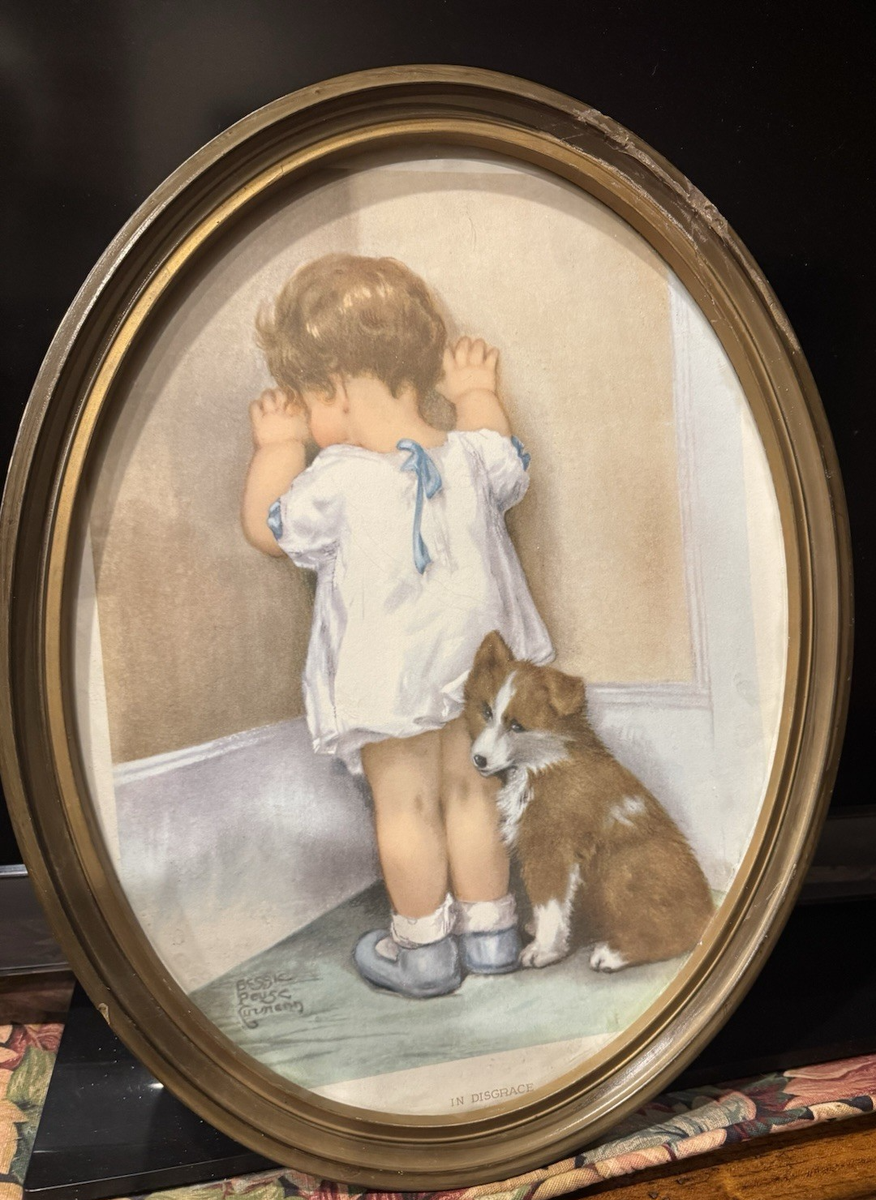 Vintage Bessie Pease Gutmann Signed Litho Print In Disgrace