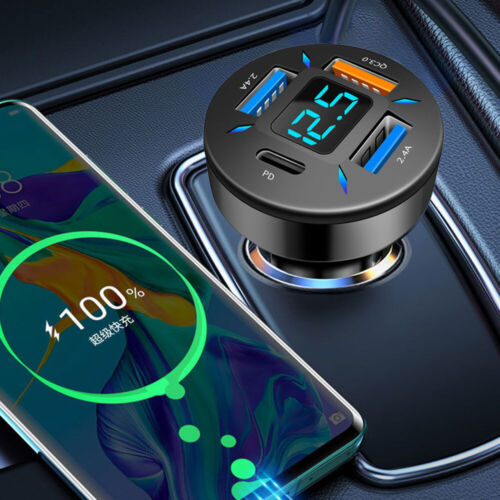 66W Car 4-Port USB A+USB C Fast Charging Phone Charger Cigarette Lighter Adapter - Picture 7 of 12