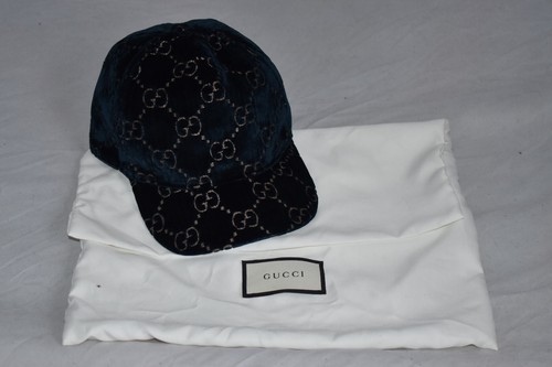 Gucci GG Dark Blue Velvet Baseball Cap Hat Childrens Young Adult Size 56cm - Picture 2 of 16