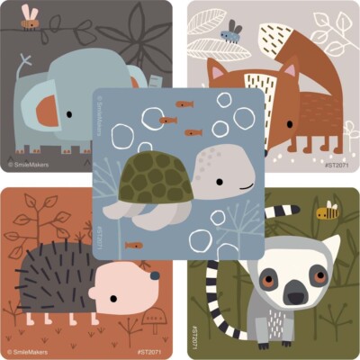 25 Nature Friends Zoo Animal  Stickers Teacher Supply  Party Favors Turtle Fox