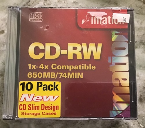 10er Pack CD-RW 1x-4x Kompatibel 650MB/74MIN Imation Brandneu CD Slim Design