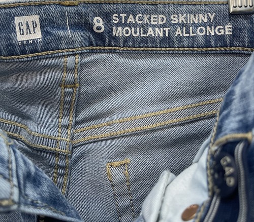 Gap Stacked Skinny Distressed Adjustable Waist Blue Jeans Boys Size 8 (22x27) - Picture 7 of 10