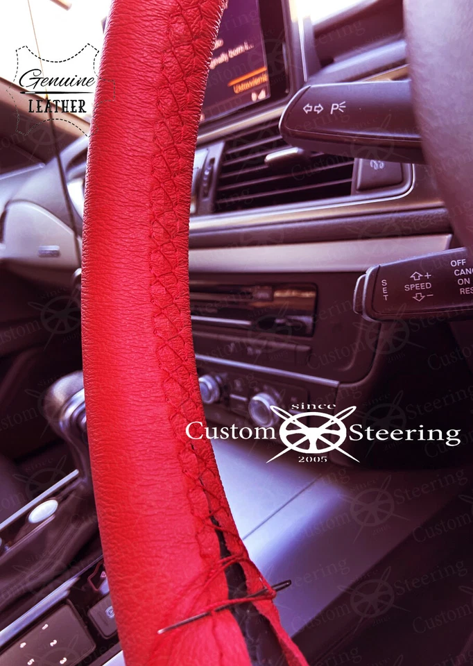 PARA VOLKSWAGEN GOLF MK3 1991-1998 CUBIERTA VOLANTE CUERO ROJO REAL Foto 2 de 4