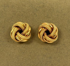 Design Love Knot Stud Earrings Gorgeous 18K Yellow Gold Textured