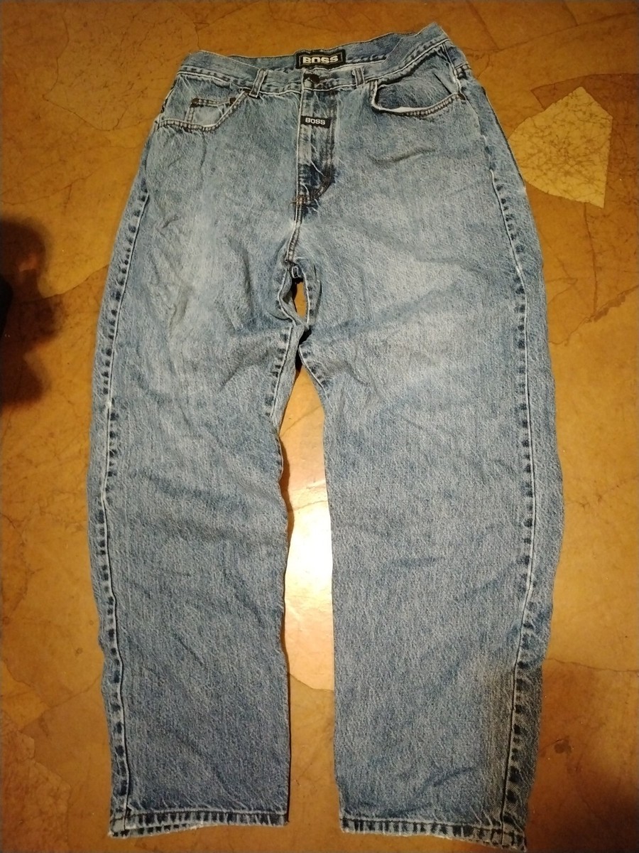 Vtg BOSS Jeans Light Blue Y2K 34x32” Baggy Made In USA Jnco Style