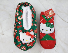 Hello Kitty Womens Fuzzy Slipper Socks Size 7-9.5 and 3 Pack No Show Socks NWT