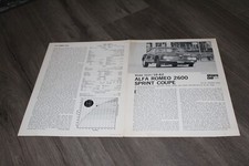 1962 Alfa Romeo 2600 Sprint Coupe Magazine Article Reprint