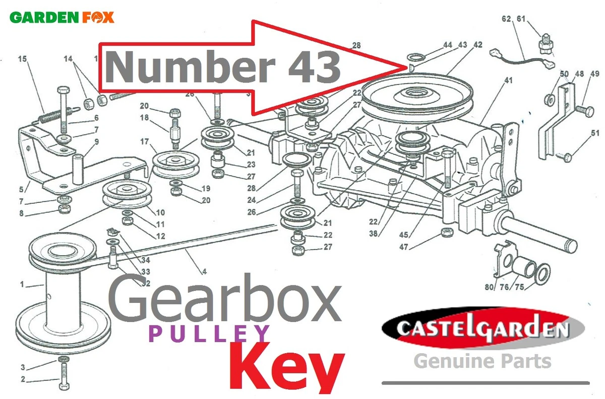 Genuine Castelgarden TCB102 Manual 102cm Gearbox Pulley KEY