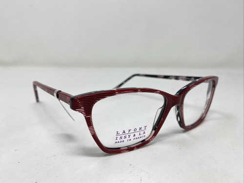 LAFONT ISSY & LA France GUSTO 6099 51-14-137 Red Stripe Eyeglasses Frame &H35 - Picture 3 of 8