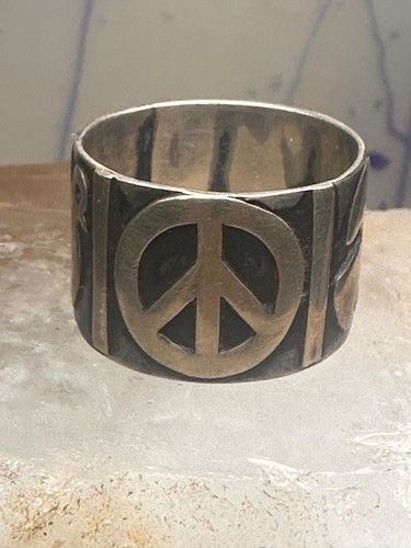 Peace Dove ring biker Mexico band size 10.50 sterling silver men Women