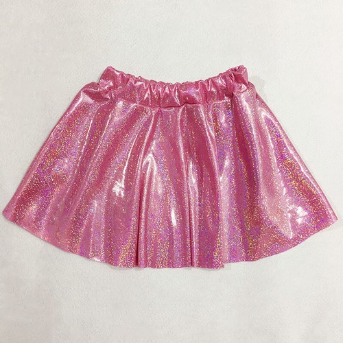 Women Girls Shiny Metallic Pleated Skirt Elastic Waist Dance Skater Skirt - Picture 19 of 24