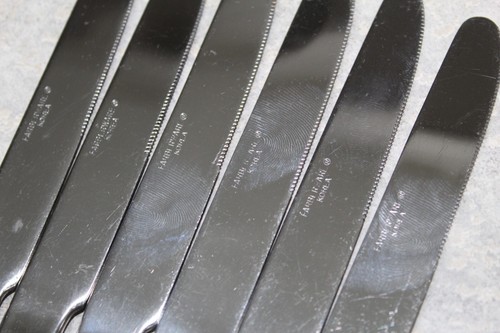 set of 6 DINNER KNIVES Farberware ROLLERCOASTER Stainless Flatware 8 7/8" - Picture 2 of 5