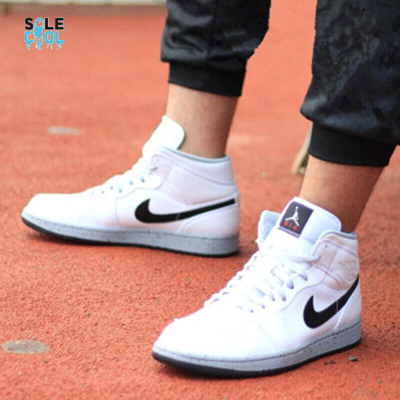 NIKE AIR JORDAN 1 Retro Mid White Cement Men's Sneakers NIKE AIR JORDAN 1 Retro Mid White Cement Men's Sneakers