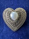 Vintage Gold Tone Heart Faux Pearl Brooch Pin