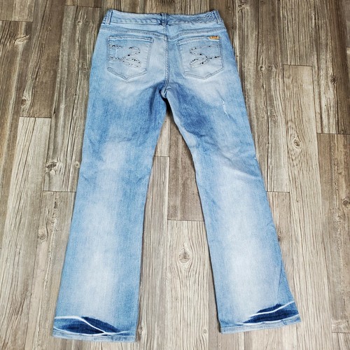 Jeans donna Seven 7 Luxe lavaggio leggero effetto invecchiato strass denim elasticizzato tg 14 - Foto 4 di 12