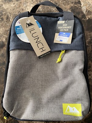 Arctic Zone Insulated Lunch Bag w/ Microban Protection & Ice Pack Blue Gray  