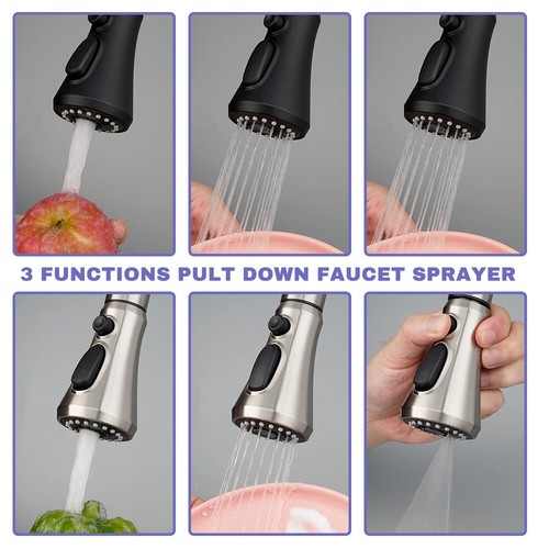 Stainless steel Kitchen Sink Faucet Pull Down Sprayer Single Handle Swivel Mixer - Picture 22 of 25