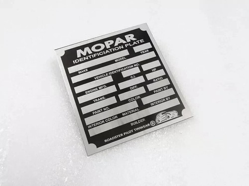 TARGA DATI ALLUMINIO PER PIASTRA VUOTA MOPAR VINTAGE |Adatta - Foto 8 di 8