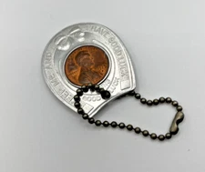 VINTAGE! 1975 Good Luck Encased Lincoln Penny Keychain