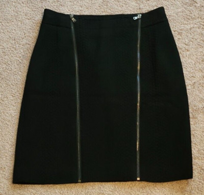 WOMENS 6 ANN TAYLOR SKIRT BLACK DRESSY OFFICE BUSINESS WEAR ZIPPER FRONT lined
