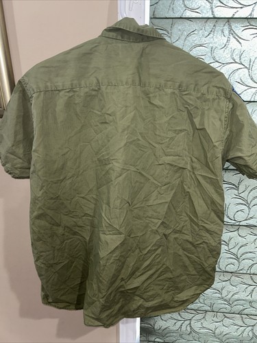 Vintage Olive Green BSA Boy Scout Short Sleeve uniform shirt  V62 - Picture 7 of 7