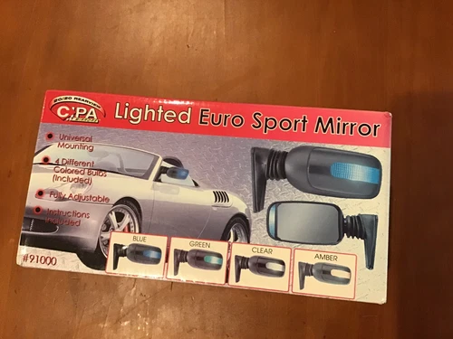 Universal Car Lighted Euro Sport Side Mirror w/ 4 Colors 6”x9”