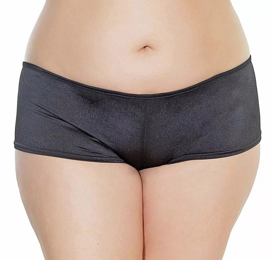 Plus Size Lycra Booty Shorts Low Rise Black Panty Womens OSXL