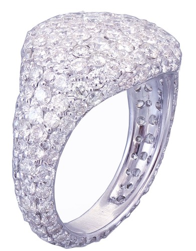 Anello oro bianco 14 kt taglio tondo diamanti stile eternità micro pavè mignolo 2,00 ctw - Foto 3 di 5
