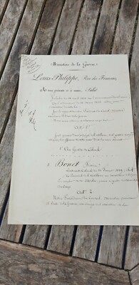 FREDERIC BONET 1839 CAMP MARSHAL APPOINTMENT SIGNED BY MINISTER 