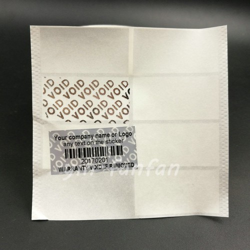 100 PIEZAS Pegatinas Personalizadas Impresas A Prueba de Manipulaciones "Vacío de Garantía" Etiquetas Sellos Plata - Imagen 3 de 4