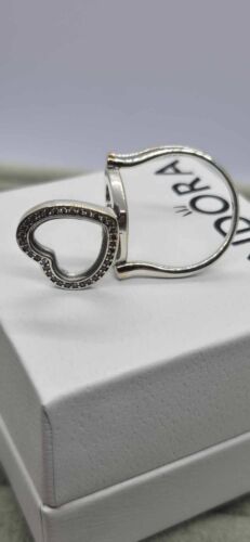 Pandora Sparkling Heart Floating Locket Ring Size 56, Branded gift box - Picture 9 of 16