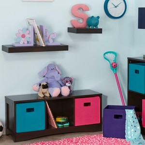 Riverridge Kids Storage Bench Toys Books Organizer Cubby Espresso