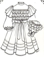 23-24" DOLL DRESS hat PATTERN Victorian German French ANTIQUE vintage look 1152