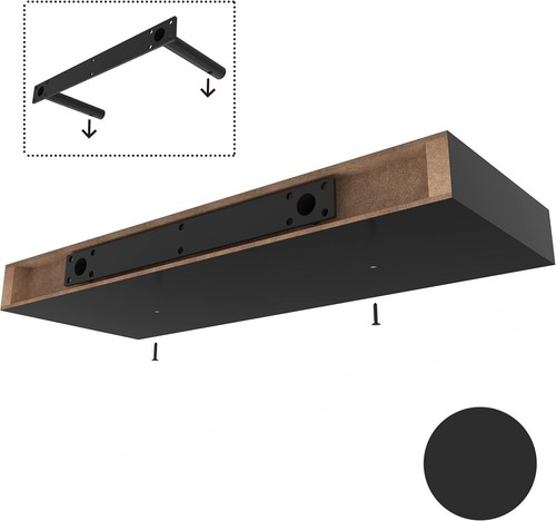 36-Inch Modern Black Floating Shelf with Invisible Brackets - Stylish Storage - Picture 7 of 11