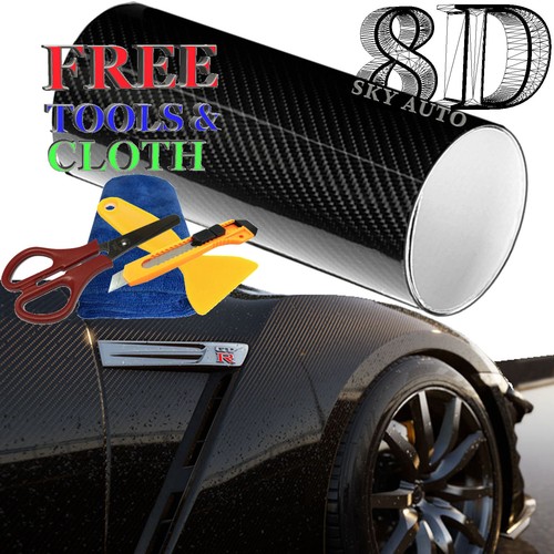 8D Black GLOSSY Carbon Fiber Vinyl Sheet With Air Release +Free Tools(2ft & up ) - Picture 16 of 19
