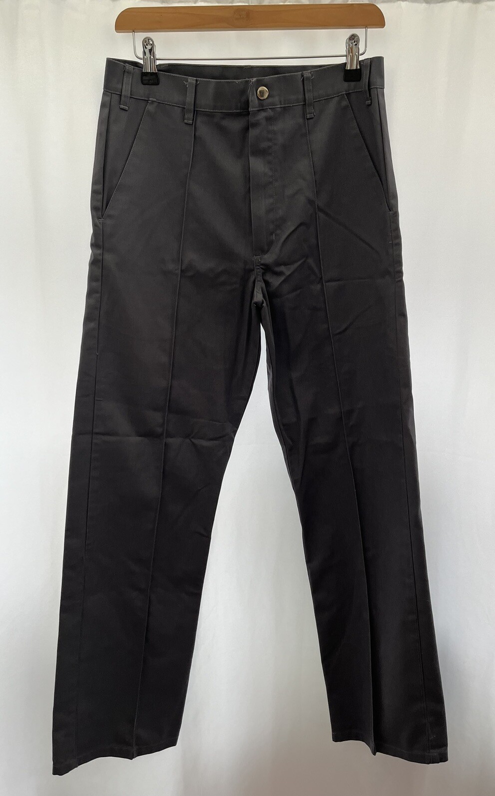 Men Grey Polyester Straight Fit Work Trousers Size W30 L29