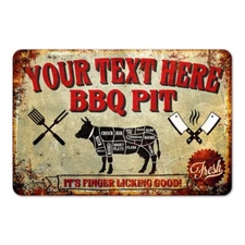 Personalized BBQ PIT Custom Metal Sign Pub Mancave Barbeque Patio 108120075001