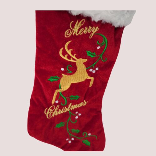 St Nicks Choice Weihnachtsstrumpf Rentier und Stechpalme Frohe Weihnachten T08 - Bild 3 von 7