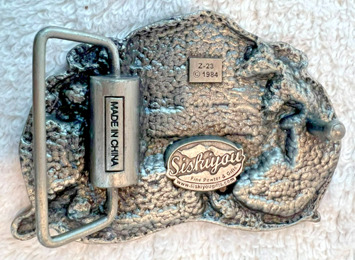 VTG 1984 Alaska State Belt Buckle Pewter Silvertone Siskiyou Z-23 - Picture 8 of 10
