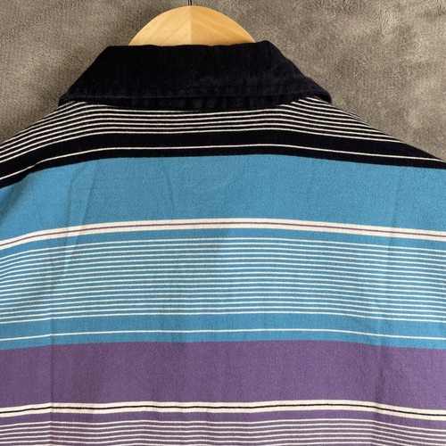 Element Skateboards Polo Shirt Mens Large Purple Blue Black Stripes Organic - Picture 12 of 17