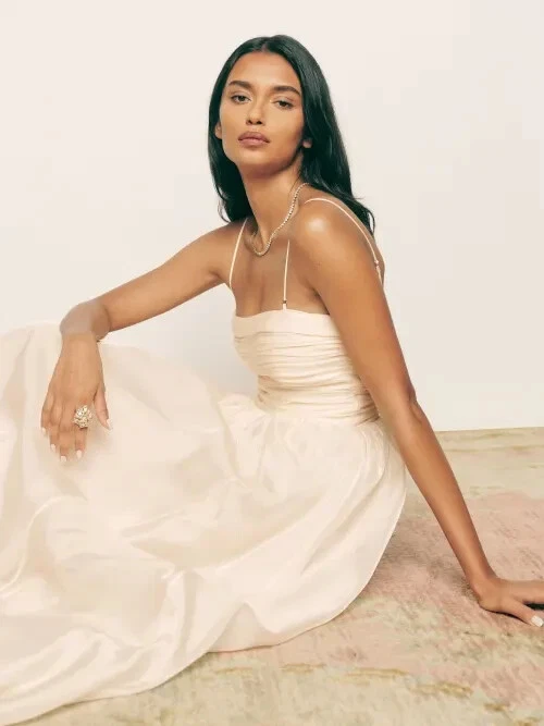 Reformation Kastoria Wedding Cream Maxi Gown Bridal Puffy Dress