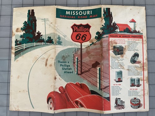 1937 Missouri Official Road Map Phillips Petroleum Company - Picture 2 of 6