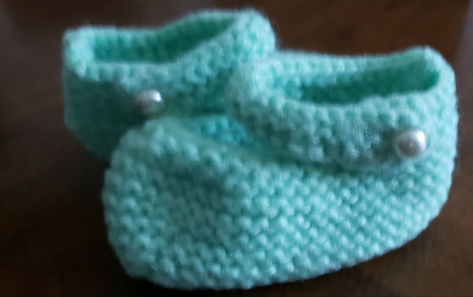 HandKnitted Mint Green Mary Jane Baby Booties 4" Long eBay