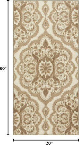 Machine Washable Non-Slip Runner Rug - Transitional Medallion Design, 2'6 x 5' - Picture 4 of 11