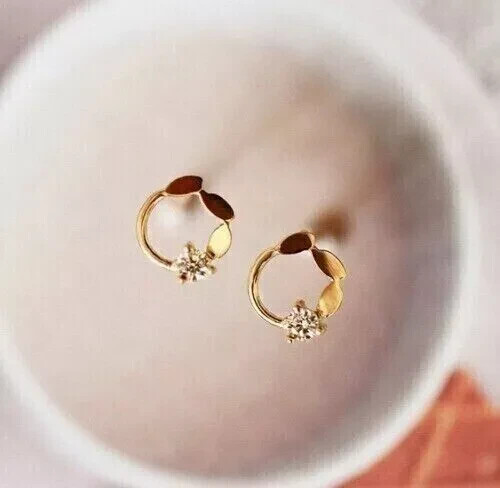 0.50Ct Beauty Stud Earring Round Cut Lab Created Diamond 14K Yellow Gold Plated