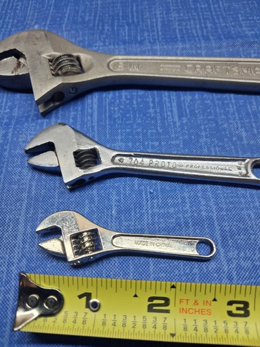 Lot Of 3 Vintage Adjustable Wrenches Craftsman 9_44603 PROTO 704 + NOVELTY Tool - Picture 2 of 10