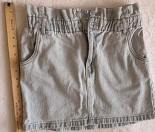 PacSun Women  s Denim Skirt Size Medium Light Wash Paper bag Cinched Waist Mini